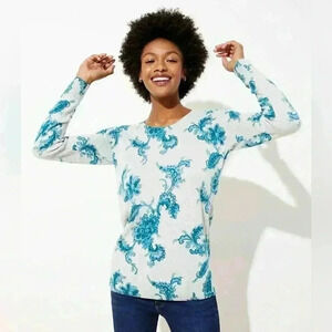LOFT Floral Paisley Wool Blend Scoop Neck Sweater Size Medium
